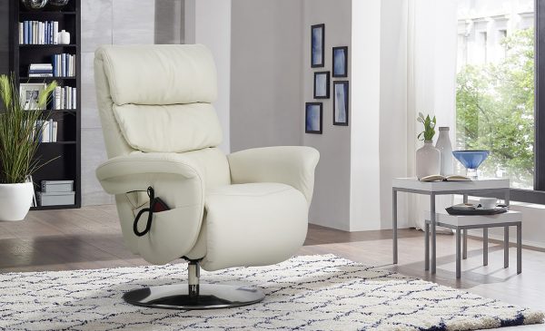 Le fauteuil relax électrique cuir blanc télécommande